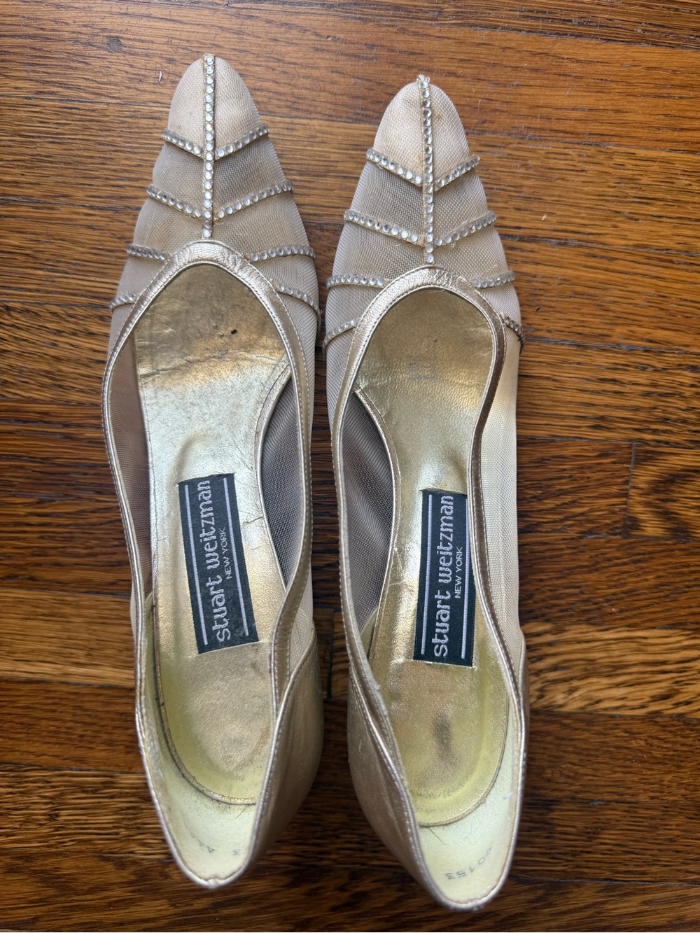 Vintage Stuart Weitzman Beige Mesh Pointed Pumps 7.5 N Rare 80s 90s